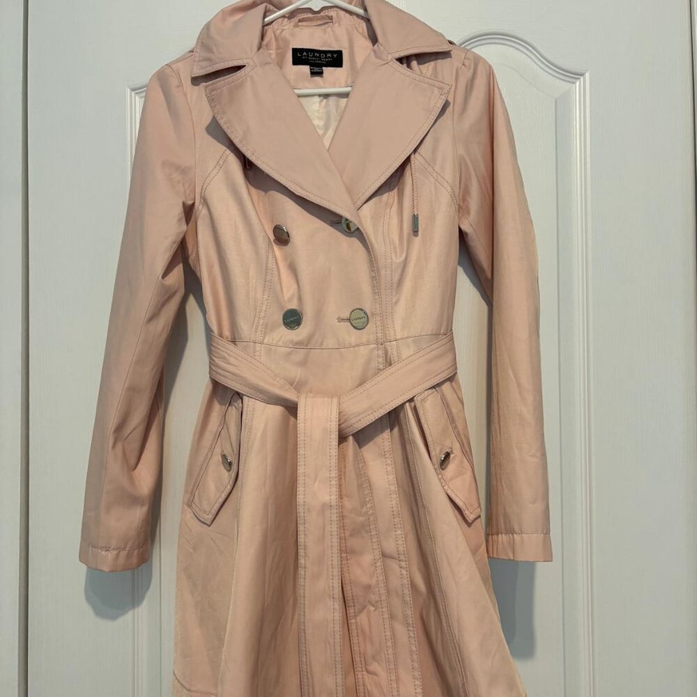 LAUNDRY by Shelli Segal Blush Pink Belted Trench Coat, Size XS